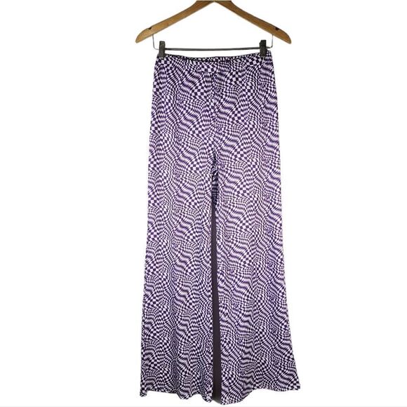 SHEIN  Purple Op Art Groovy Bell Bottoms Flared High Waist  Pants - Picture 1 of 11
